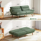Marsail 75" Futon Sofa Bed, Futon Couch with Adjustable Backrest & Armrests, Convertible Sleeper Sofa Bed for Apartment, Living Room, Office, Corduroy Loveseat, Green