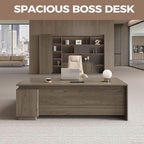 L Shape Executive Office Desk with Reversible Cabinets, Lockable Drawers, Cable Box & Privacy Panel – Modern Wood Grain Desk for Home Office or Business Use(Black Walnut,63" L*32" W*30" H)