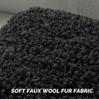 FUTEI Black Decorative Throw Pillow Covers 18x18 Inch Set of 2,Soft Fluffy Faux Wool Fur Boucle Textured Cushion Case,Modern Home Decor for Couch Bed Living Room Office