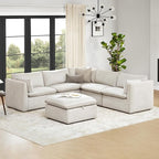 CHITA Luxury Oversized V-Shaped Sectional Sofa Couch, Premium Down Filled Cloud Modular Sectional, FSC Certified, 107''Width, 4 Seat and 1 Middle Corner for Living Room, Snow