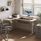 EUREKA ERGONOMIC Standing Desk Adjustable Height 61" Electric Sit Stand Computer Desk L Shaped with Keyboard Tray,Monitor Stand &LED, Dual Motor Memory Presets Sit to Desk Adjustable Desk, Left/Maple