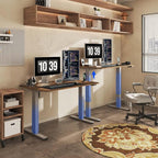 FLEXISPOT EN1 One-Piece Standing Desk 55 x 28 Inches Height Adjustable Electric Desk (Silver Frame + Rustic Top, 2 Packages)