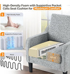VINGLI Accent Chair for Living Room Chairs Reading Chair for Bedroom Chair Scooped Arm Chair Mid Century Modern Accent Chairs Upholstered Comfy Chair for Apartment, Waiting Room (2, Texture Gray)