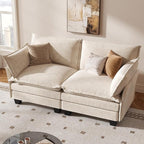 KKL Modular Sectional Sofa, Loveseat 2 Seater Cloud Couch, Chenille Modern Sectional Couches for Living Room, Apartment Beige