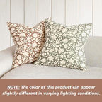 Foindtower Set of 2 Decorative Neutral Floral Throw Pillow Covers Accent Farmhouse Cushion Covers Boho Pillowcase for Couch Sofa Bedroom Living Room Home Decor,20×20 Inch,Light Orange Brown