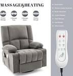 Oversized Recliner Chairs for Adults, 270° Swivel Rocking Recliner with Heat and Massage Lazy Boy Recliner,Recliner Chairs Single Sofa Seat with Cup Holders(Grey, Electric)