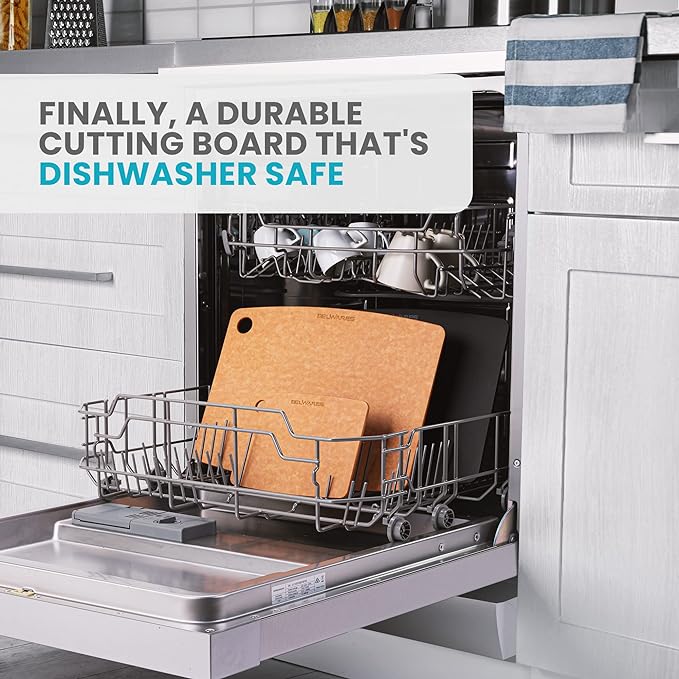 Dishwasher Safe Cutting Board for Kitchen - Large Composite Wood Cutting Board - Thin, BPA Free & Eco-Friendly Chopping Board, Fits Any Countertop, Great Kitchen Gift (14.5 x 11.25 Inch, Natural)
