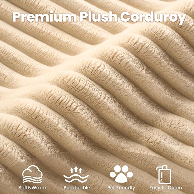 32.7'' Ottoman for Modular Sectional Sofa, Deep Seat Upholstered Footstool for Sofas Set, L/U/V Shaped Plush Corduroy Cloud Couch for Living Room Apartment, Beige
