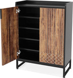 Tribesigns Shoe Cabinet with Doors, 6 Tiers Shoe Storage Cabinet for Entryway, 25 Pairs Wooden Shoe Cabinets, Modern Shoe Organizer Storage for Living Room, Bedroom, Hallway, Closet, Black and Brown