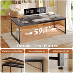 PRAISUN 63 X 29.5 Inch Computer Desk with Deeper Desktop, Gaming Office Writing Work Desk for Home Office, Study, Bedroom, Work from Home, Metal Frame, Grey