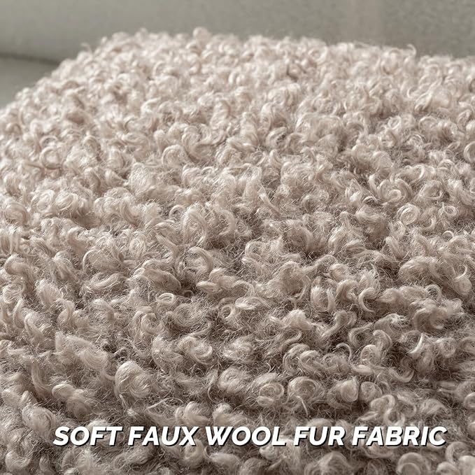 FUTEI Khaki Decorative Throw Pillow Covers 22x22 Inch Set of 2,Soft Fluffy Faux Wool Fur Boucle Textured Cushion Case,Modern Home Decor for Couch Bed Living Room Office