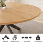 43.2"-59.1" Extendable Round Dining Table, Mid Century Modern Wooden Round Table, Leisure Oak Coffee Table,Saving Space