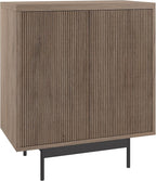 Henn&Hart 28" Fluted Wooden Accent Cabinet, Modern Ribbed Sideboard Buffet Cabinet with 2 Doors and an Adjustable Shelf for Living Room, Dining Room, Bedroom or Entryway, Antiqued Gray Oak