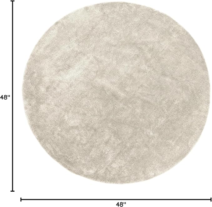nuLOOM 4' Round Cozy Plush SuperiorWash Area Rug, Machine Washable, Non-Slip, Soft Fluffy Shag Carpet for Living Room Bedroom Kids Room Nursery Home Decor, Loni Cream