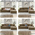 Modular Sectional Couches for Living Room, 118" Modern Upholstered Sofa Couche with Ottoman for Living Room Bedroom, Camel