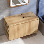 30 Inch Floating Bathroom Vanity with Sink – Wall-Mounted Vanity with Hidden Drawer, Natural Wood Finish, Modern Vessel Sink Vanity for Bathroom(Nature Without Sink, 30")