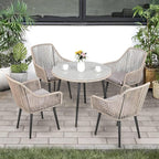 JOIVI Patio Dining Chairs Set of 4, 4-Piece Rattan Outdoor Chairs with Armrest and Cushions for Outside Lawn, Garden, Backyard, Indoor, Tan