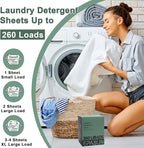 Laundry Detergent Sheets 260 Loads, Fresh Scent, Eco-Friendly Liquidless Soap Strips, Plant-Based, Hypoallergenic Washing Supplies