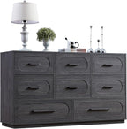Modern 8 Drawer Dresser for Bedroom, 54" Wide Dressers & Chest of Drawers w/Solid Wood Handle, Wood Mid Century Closet Organizers and Storage Cabinet for Bedroom, Living Room, Hallway, Gray