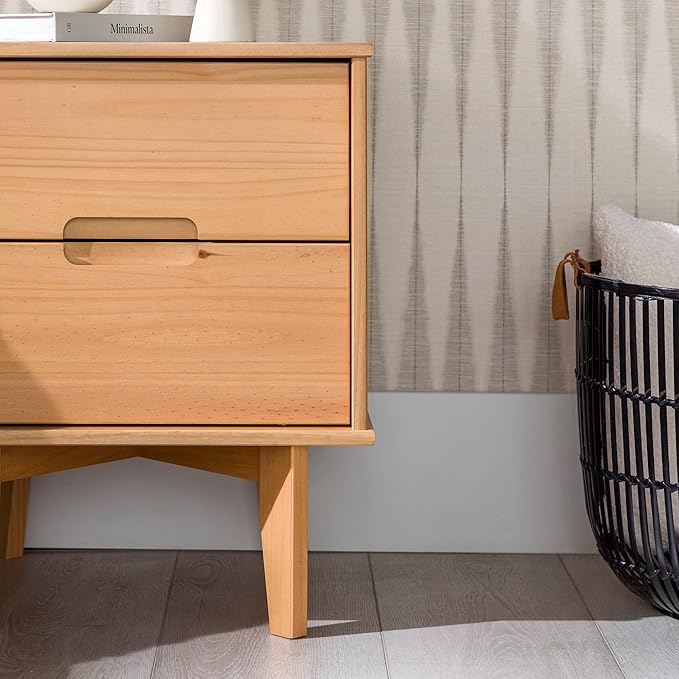 Brynn Modern Solid Wood Groove Handle Nightstand 24 Inch Natural Pine