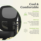 HON Sadie Big and Tall Office Chair, Ergonomic Desk Chair with Mesh Back, Lumbar Support, 350 lb Max, Black