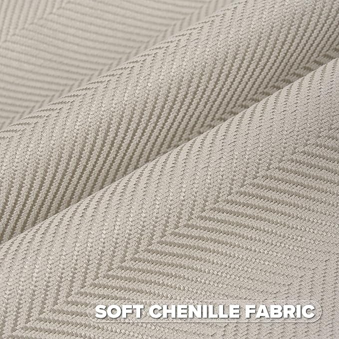 FUTEI Beige Chenille Throw Pillow Covers 26x26 Inch Set of 2,Soft Wide Chevron Textured Euro Pillow Shams,Farmhouse Home Decor for Couch Bed Living Room