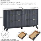 T4TREAM Fluted 7 Drawers Dresser, 54" Wide Modern Chest of Drawers with Faux Marble Top, Curved Profile Design, Dresser TV Stand, Wood Drawer Organizer for Bedroom, Living Room, Hallway, Dark Grey