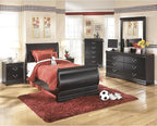 Signature Design by Ashley Huey Vineyard Traditional 6-Drawer Dresser and Mirror with Safety Stop, Black
