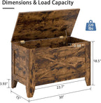 VECELO 30" Storage Bench, Entryway Shoe Ottoman, Farmhouse Style Bench with Handwoven Cushion and Metal Safety Hinges, for Bedroom, Living Room, Entryway, Brown