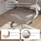 Monhey Office Chair Ergonomic Desk Chair with Lumbar Support&Headrest&Flip-up Arms Height Adjustable Rocking Swivel High Back Computer Chair Warm Taupe Mesh Study Chair (White+Khaki-2)