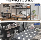 Metal Bunk Bed Twin Over Twin, Industrial Bunkbeds Heavy Duty Bed with Safety Guard Rails and Space-Saving Design, Steel Bed for School, Bedroom (Vintage Brown)