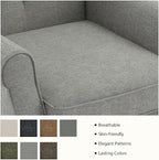 Lumibee High Back Accent Chair Set of 2,Upholstered Wingback Armchair with Solid Wood Legs for Small Spaces,Comfy Single Sofa Chair for Living Room,Bedroom,Office-Light Gray
