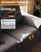88.97" Modern Sofa Couch for Living Room, Deep Seat Sofa with 8”Cushion, Comfy 2-Seater Chenille Loveseat Sofa with Convertible Armrest, Removable Sofa Cover, High Leg (Dark Gray)