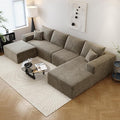 135.4" Cloud Sectional Couch with 1 Ottoman,Modern Modular Sofa with Deep Seat, Comfort U Shaped Sofa Couches for Living Room Bedroom Apartments,No Assembly Required, (Camel,Right Facing Chaise)