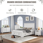 White Dresser for Bedroom 6 Drawers Dresser - 47.2" Wide 6 Chest of Drawers Storage Double Cabinet as Bedfoot Organizer & Wardrobe Cabinet