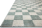 Loloi Chris Loves Julia Calvin Collection CLV-01 Blue/Ivory 5'-3" x 7'-6" Area Rug Checkered Neutral Soft Living Room Bedroom Carpet