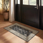 RUGGABLE Washable Vintage Area Rug – Verena Dark Wood 4x6, Stain-Resistant, Non-Slip – Medium Machine Washable Rugs for Living Room, Bedroom, Hallway, Entryway & Office–with Cushioned Pad