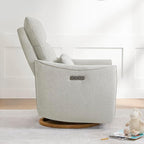 CHITA Swivel Rocker Recliner Chair, Power Nursery Glider Recliner, Nursery Rocking Chair with Adjustable Power Headrest, FSC Certified, Solid Wood Base, Crockery (Gray)