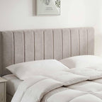 Nestl Upholstered Queen Headboard - Easy Assemble Channel Stitched Headboard Queen Size - Wall Mounted Headboards with 3D Soundproof Wall Panels Peel & Stick Floating Headboards, Silver