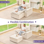Hobestluk Cloud Single Sofa Memory Foam Couch with Deep Seat L Shaped Sofa with Removable Cover Large Couch for Living Room (Beige, Single Sofa)
