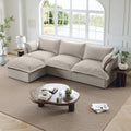 114” Oversized Modular Sectional Sofa, Comfy Down Fill Cloud Couch with Washable Cover, L Shaped 3 Seater Modular Couch with Ottoman, Convertible Sectional Couches for Living Room, Light Gray