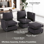 Belffin Oversized Modular Sectional Sofa Sleeper Sectional Couch with Storage Chenille Sofa Bed for Living Room, 12 Seats, Dark Grey