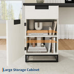 GAOMON Farmhouse Executive Desk, 59 Inch Computer Desk, White Home Office Desks with File Drawer and Storage Cabinet, Wood Writing Desks for Bedroom, Home Office, White+Black