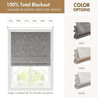 Madison Park Cordless Roman Shades, Total Blackout Window Blind Privacy Window Shades, Thermal Insulated Cordless Window Treatment for Bedroom, Living Room, Quincy, Single Panel 27" W X 64" H Grey