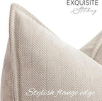ZWJD Beige Lumbar Pillow Covers 12x20 Set of 2 Chenille Throw Pillow Covers with Elegant Design Soft and Luxurious Decorative Throw Pillows for Couch, Bed, and Home Decor