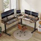 FLEXISPOT 71'' L Shaped Standing Desk Electric Corner Table with Shelf, 4 Storage Drawers, Adjustable Computer Workstation for Home, Office, Game, Studio, Rustic Brown Top + Black Frame