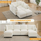 4-Seater Modular Sectional Cloud Sofa with 2 Ottomans, U-Shaped Couch for Living Room, Modern Deep Seat Sofa with Soft Back Cushions, Chenille Beige