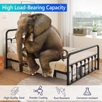Metal Queen Single Bed Frame with Storage Space, 82.7" in Steel Bed Frame with Protective Foot Pads, Strong Bearing Capacity Queen Size Bed, Easy Assembly, Underbed Storage Space（43.3 inch）