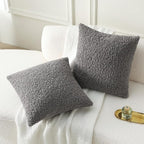 FUTEI Dark Grey Throw Pillow Covers 26x26 Inch Set of 2,Furry Faux Fur Teddy Boucle Textured Cushion Covers,Soft Fluffy Decorative Euro Pillow Shams,Home Decor for Couch Bed Living Room Office Car