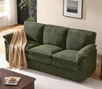 ONBRILL 86.6" Corduroy Couches for Living Room, Comfy 3 Seater Sofa with Pillow-Top Armrest & Dual-Layer Cushions, Mid Century Modern Couch for Bedroom, Apartment, Green
